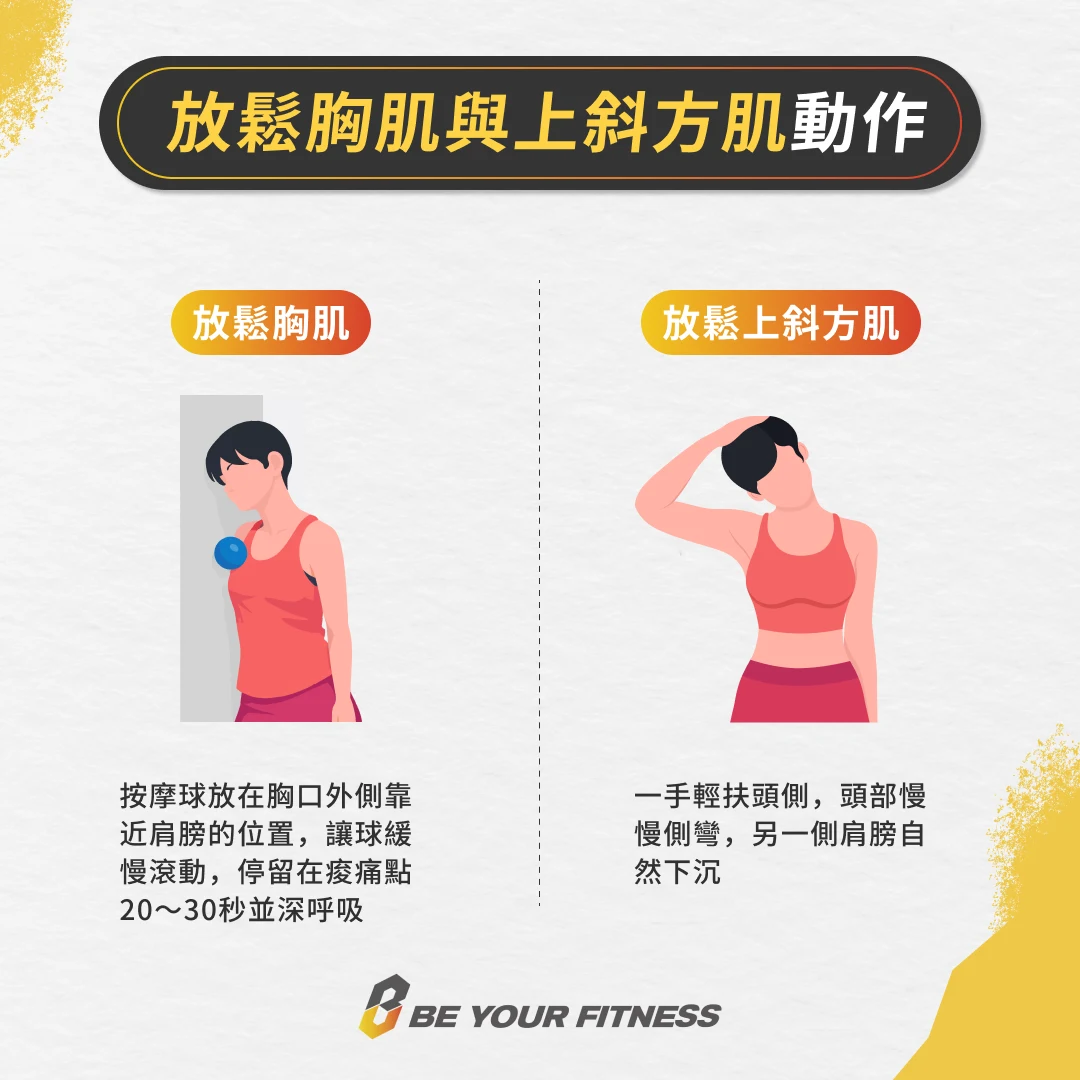 放鬆胸肌與上斜方肌動作